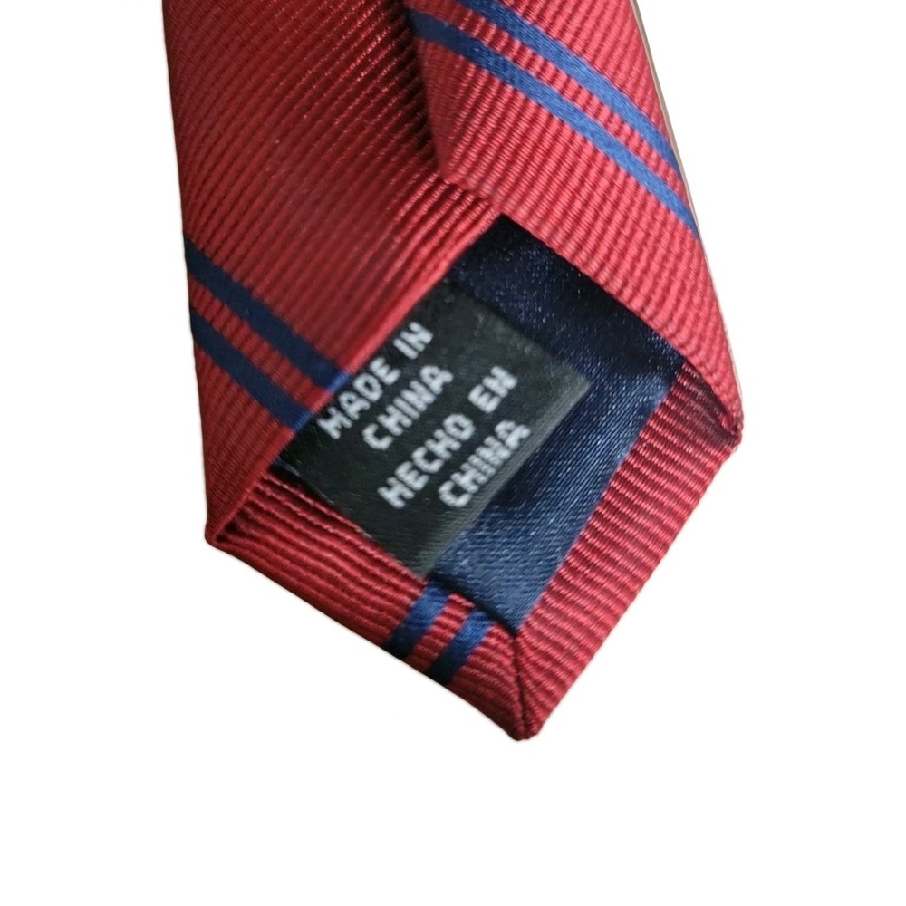Polo Association 100% Repp Silk Necktie Red Navy Diagonal Striped EUC 58" Long - Picture 2 of 5